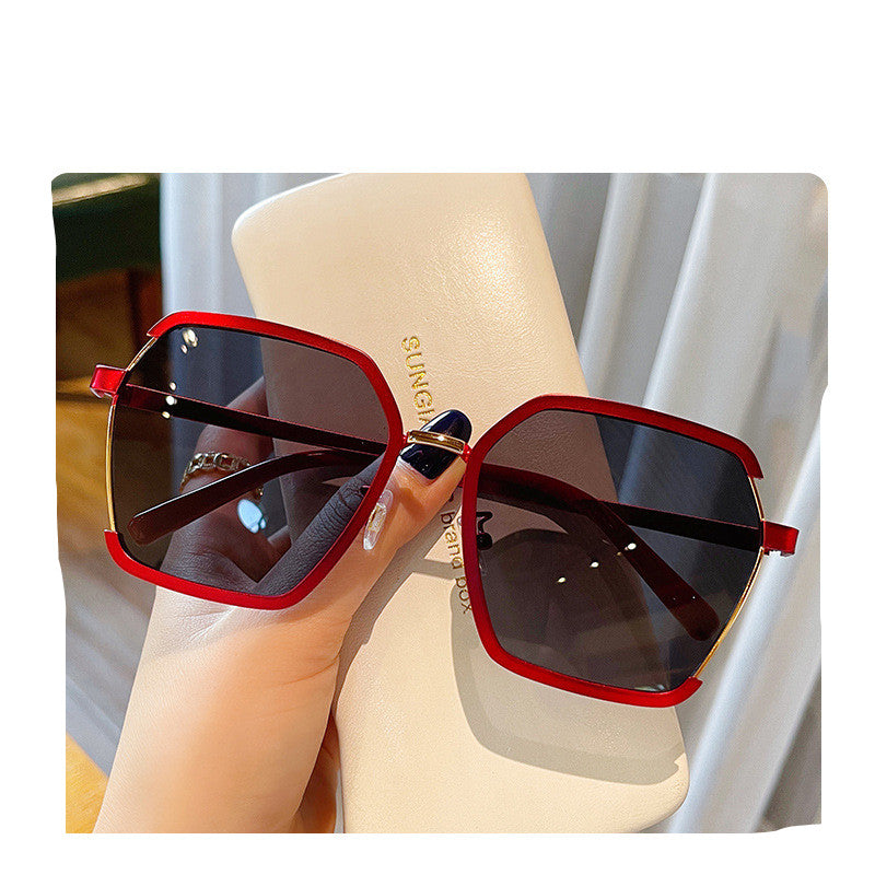 Vintage Half-Frame Sunglasses Summer Oversize Metal Square Eyewear