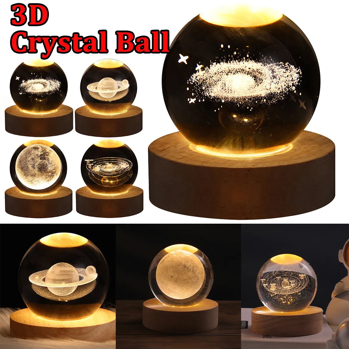 3D Crystal Ball LED Night Light