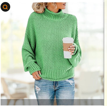 Solid Turtleneck Pullover Sweater Winter Fashion Casual Knitted