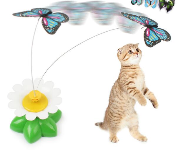 Electric Rotating Bird & Butterfly Cat Toy - Interactive Flower Teaser