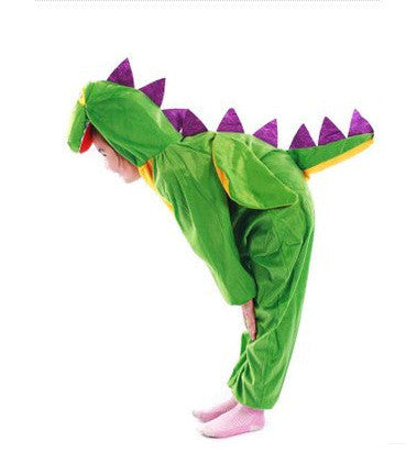 Kids’ Green Dinosaur Costume with Hood and Tail