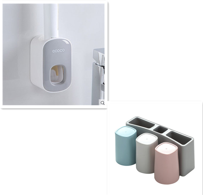 Wall-Mounted Toothbrush Holder and Toothpaste Dispenser