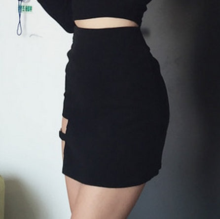 Korean Style Black Hip Skirts Irregular Hem Pencil Micro Mini Skirt