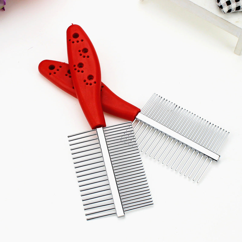 Double-Row Pet Grooming Comb - Stainless Steel Dematting Comb for Dogs & Cats