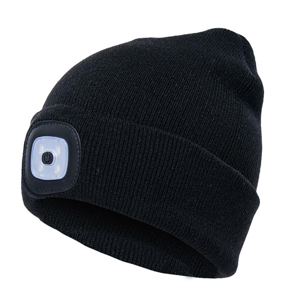 Knit Hat Button Cell Type Knitted with Light Glowing