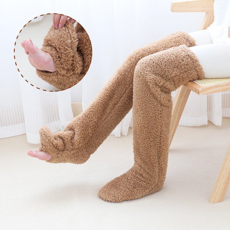 Over Knee High Fuzzy Long Socks Winter Warm Cold Leg Joint Cold-Proof