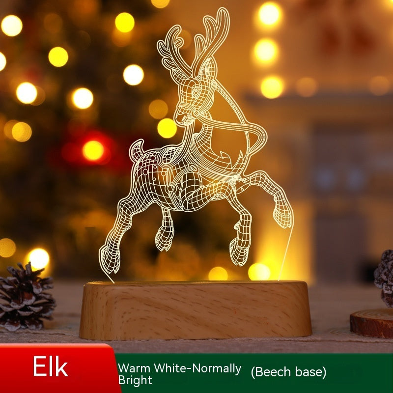 Christmas 3D Acrylic LED Night Light Lamp | Xmas Holiday Decor