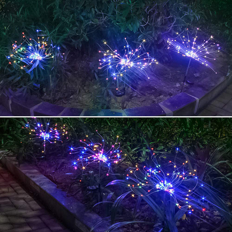 Christmas Ground Plug Solar Fireworks Light LED String Copper Wire