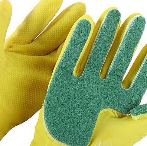 1 Pair Home Washing Cleaning Gloves Garden Kitchen Dish Sponge Fingers