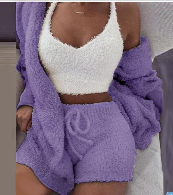3 Pieces of Fashionable Ladies Plush Home Clothes