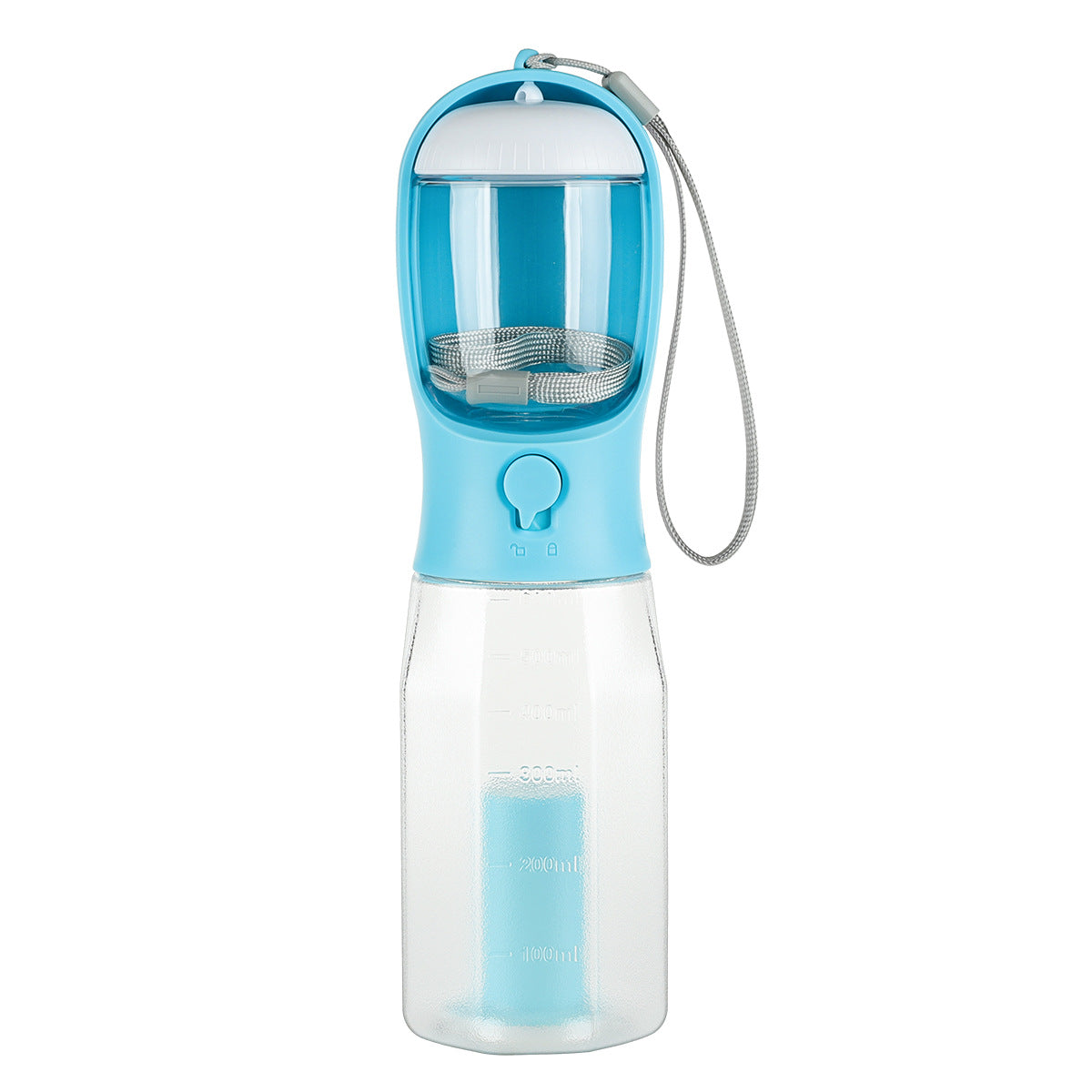 3-in-1 Dog Water Bottle 600 ml - Leakproof Travel Drinker, Food & Poop Bag Holder