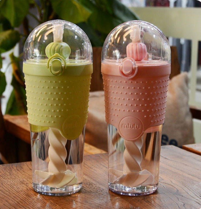 500ML Kids Plastic Water Bottles Protein Shaker Blender with Straw BPA