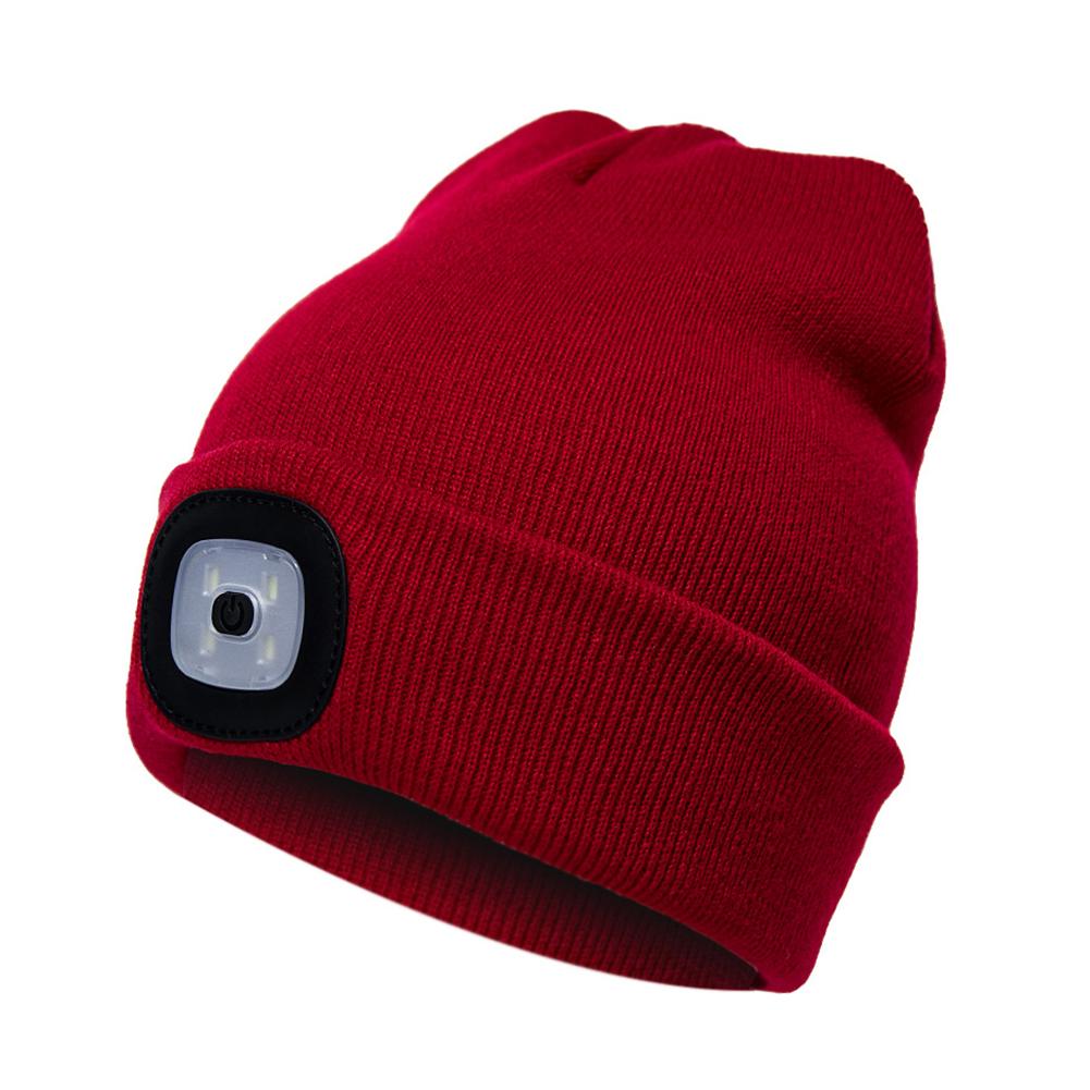 Knit Hat Button Cell Type Knitted with Light Glowing