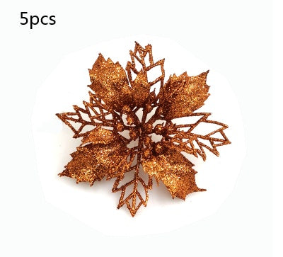 Christmas Glitter Artifical Flowers Tree Decorations for Home Fake