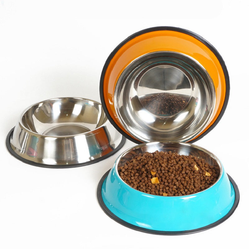 2-in-1 Stainless Steel Pet Bowl with Melamine Base - Food & Water Bowl, 6 Sizes
