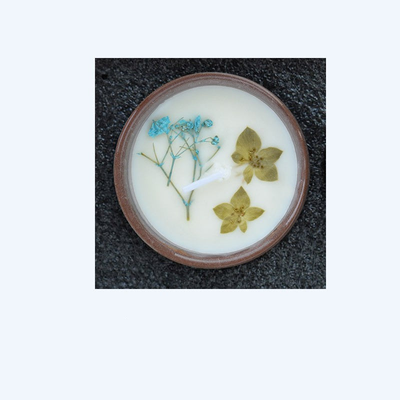 Ceramic Cup Scented Candle with Dried Flowers - Aromatherapy Gift