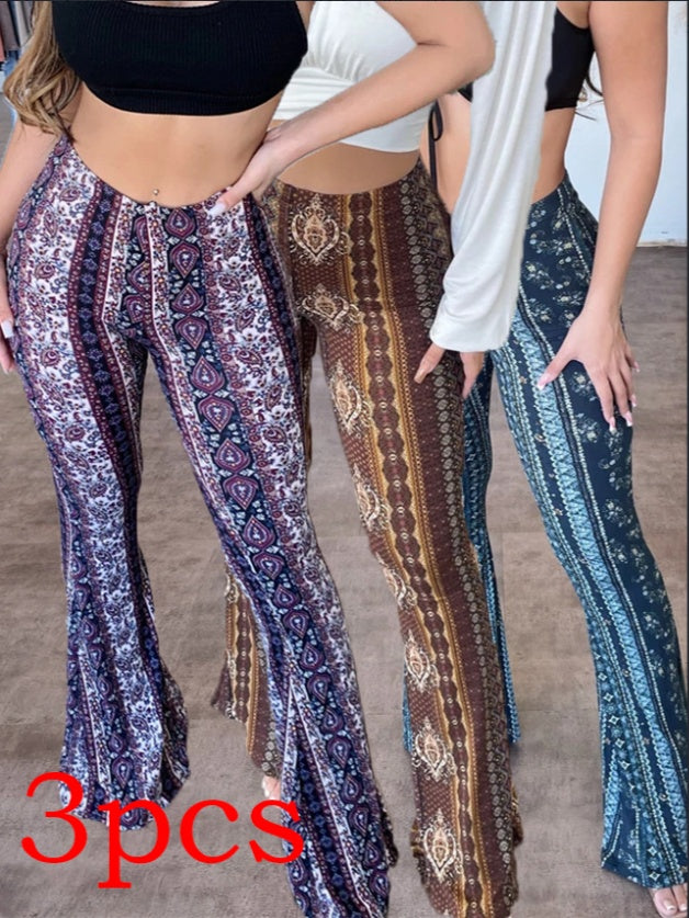 High Elastic Tight Pants Slim Sexy Print Trousers Women's Clothing