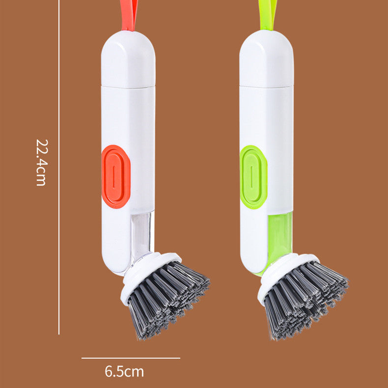 Long-Handle Liquid-Fill Dish Brush - Soap Dispensing Scrubber