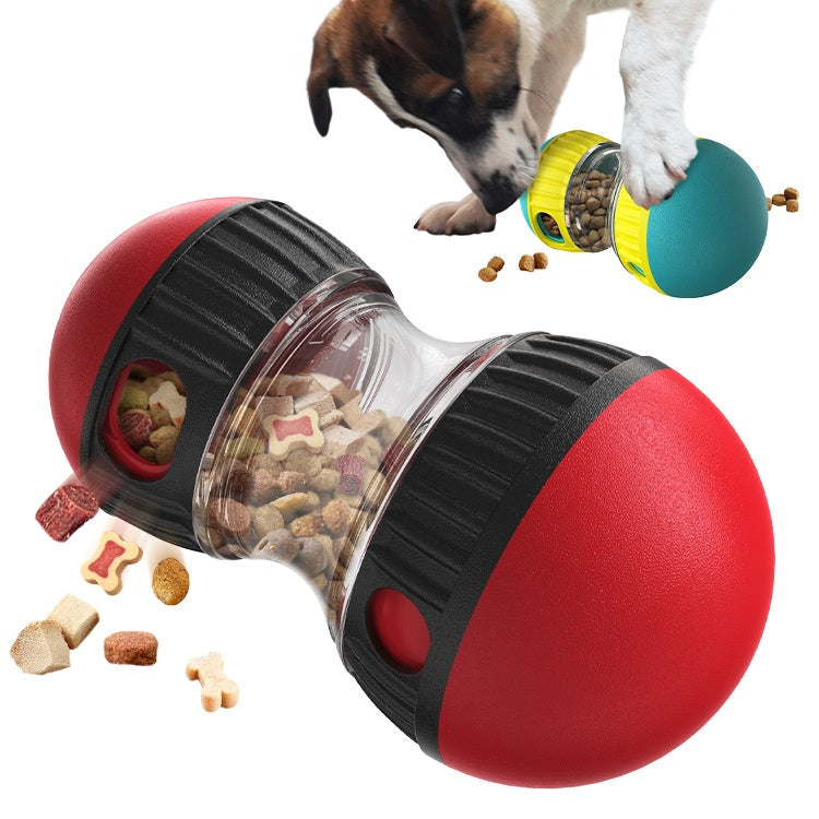 Dumbbell Treat Dispensing Dog Toy - Slow Feeder Tumbler Puzzle for Smart Dogs