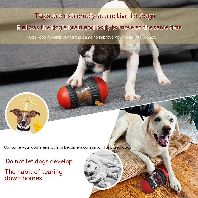Dumbbell Treat Dispensing Dog Toy - Slow Feeder Tumbler Puzzle for Smart Dogs