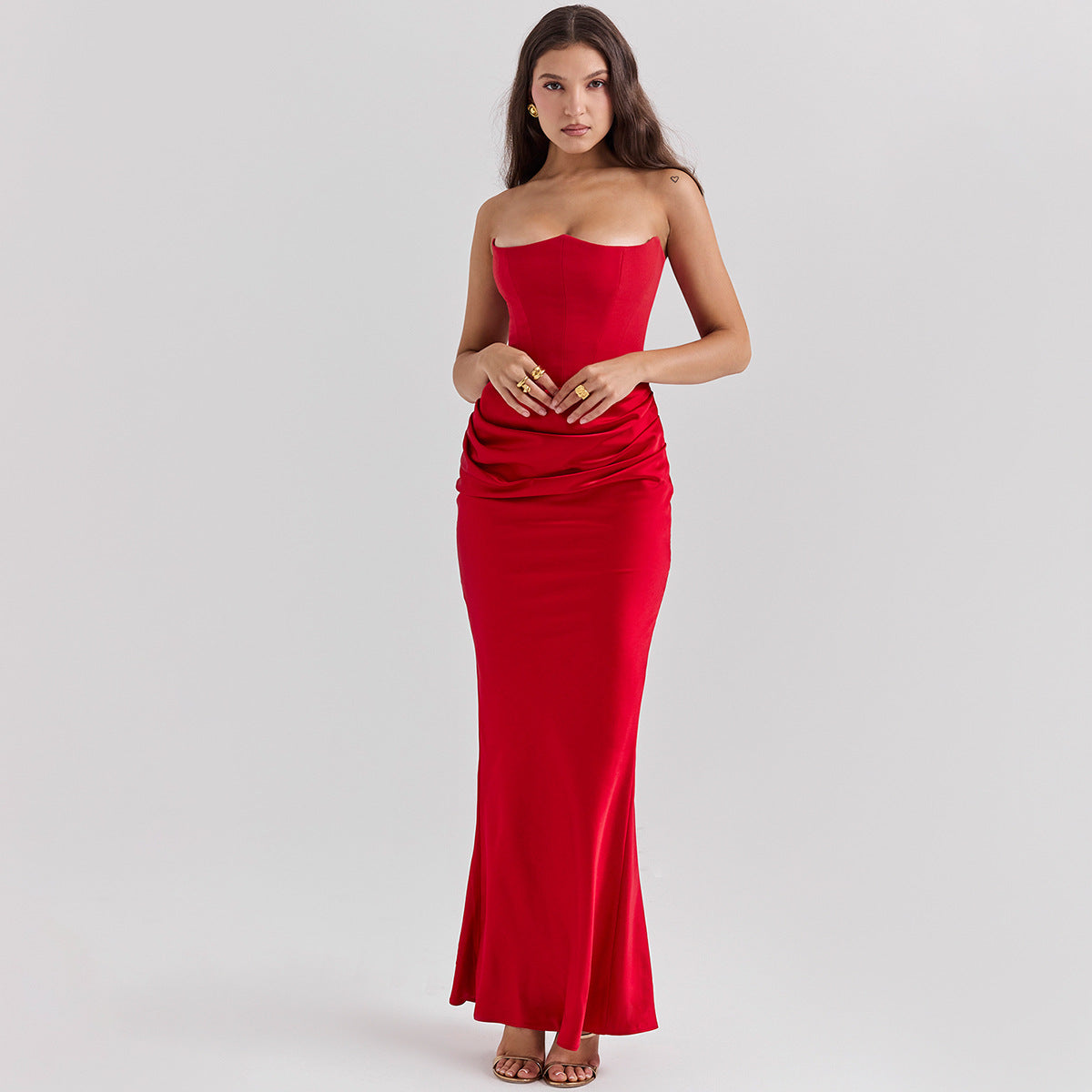 Slim Tube Top Long Dress Sexy Fashion Bandeau Backless Party Evening
