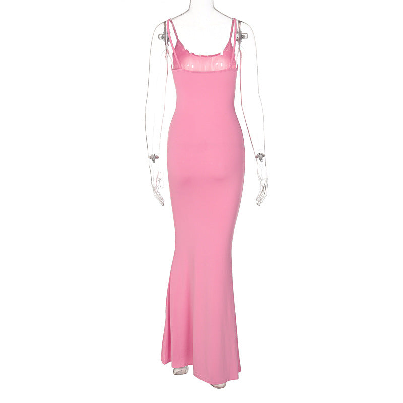 Spaghetti Strap Long Dress Women Sexy Slim Skinny Bodycon Party Club