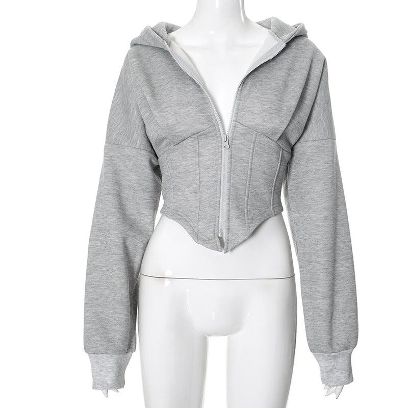 Zipper Hoodie Cardigan Y2K Fashion Street Long Sleeve Corset Jacket