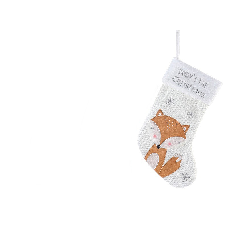 Christmas Fox Wool Gift Stockings | Xmas Holiday Decor