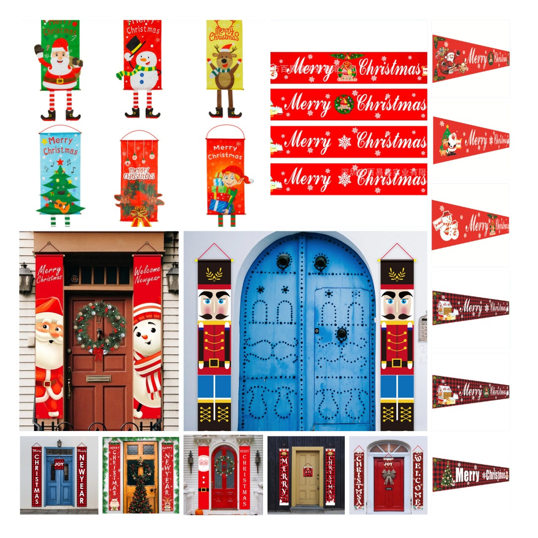 Christmas Decorations Couplets Curtains Banners Pull Flags Hanging