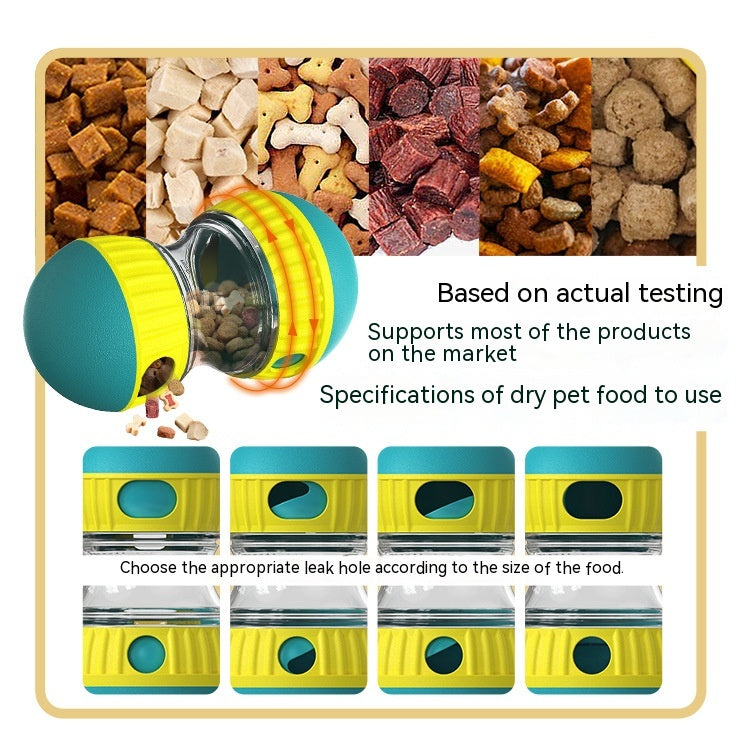 Dumbbell Treat Dispensing Dog Toy - Slow Feeder Tumbler Puzzle for Smart Dogs