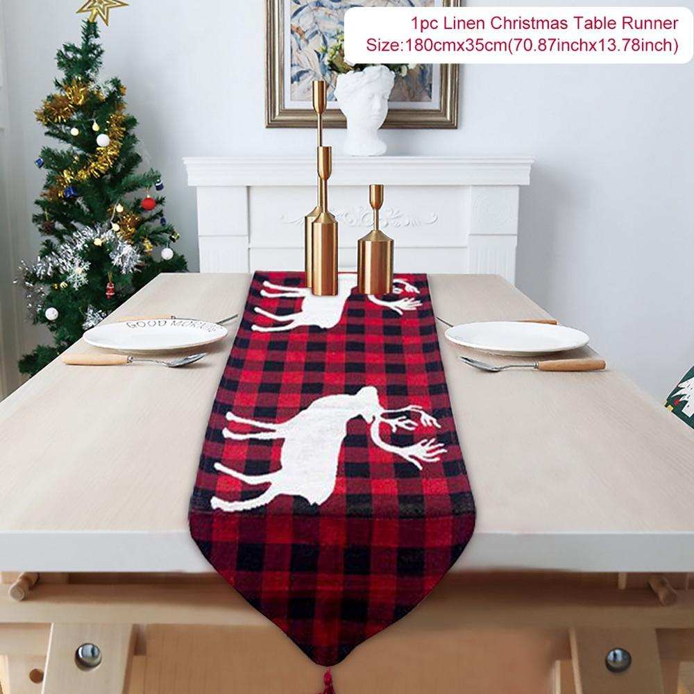 Christmas Cotton and Linen Embroidery Table Runner | Holiday Gift