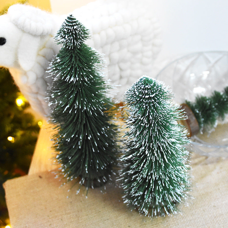 Christmas Mini Tree with Pine Needles Flocking White Cedar Tabletop