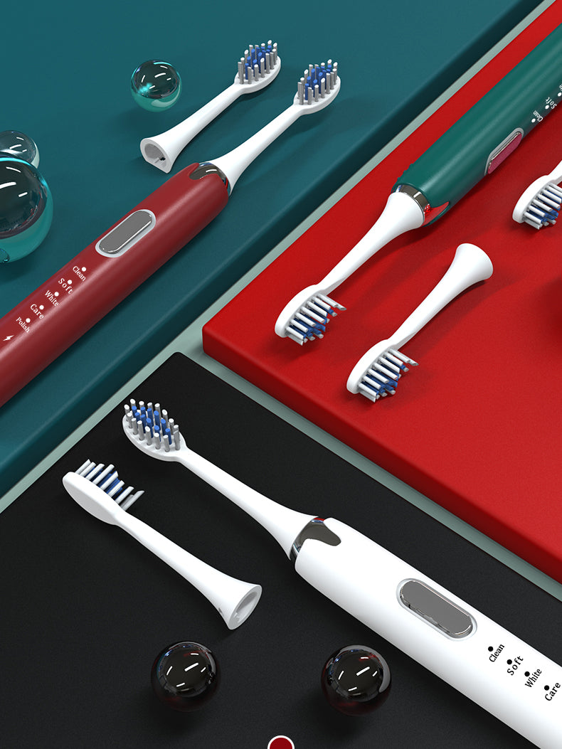 Ultrasonic Sonic Electric Toothbrush - USB Rechargeable with Brush Heads