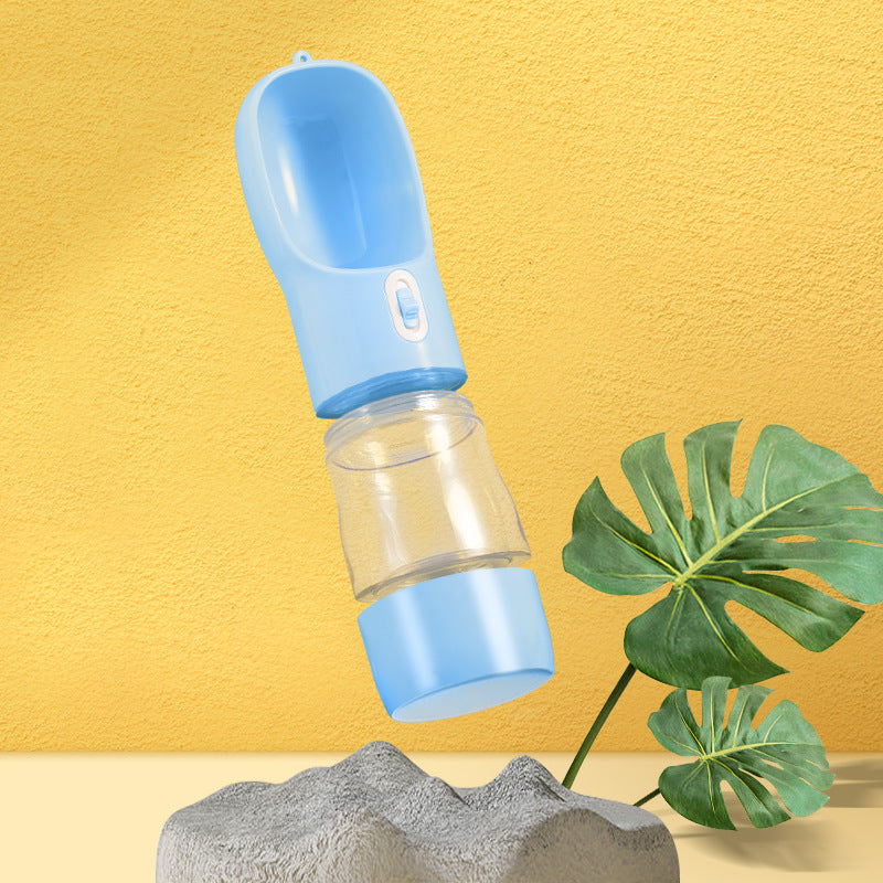 Portable Dog Water Bottle with Food Bowl - Travel Pet Drinking Bottle 458 ml
