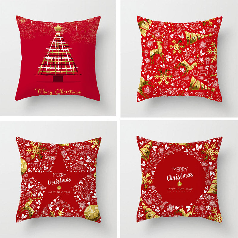 Christmas Linen Pillowcase | Xmas Holiday Decor