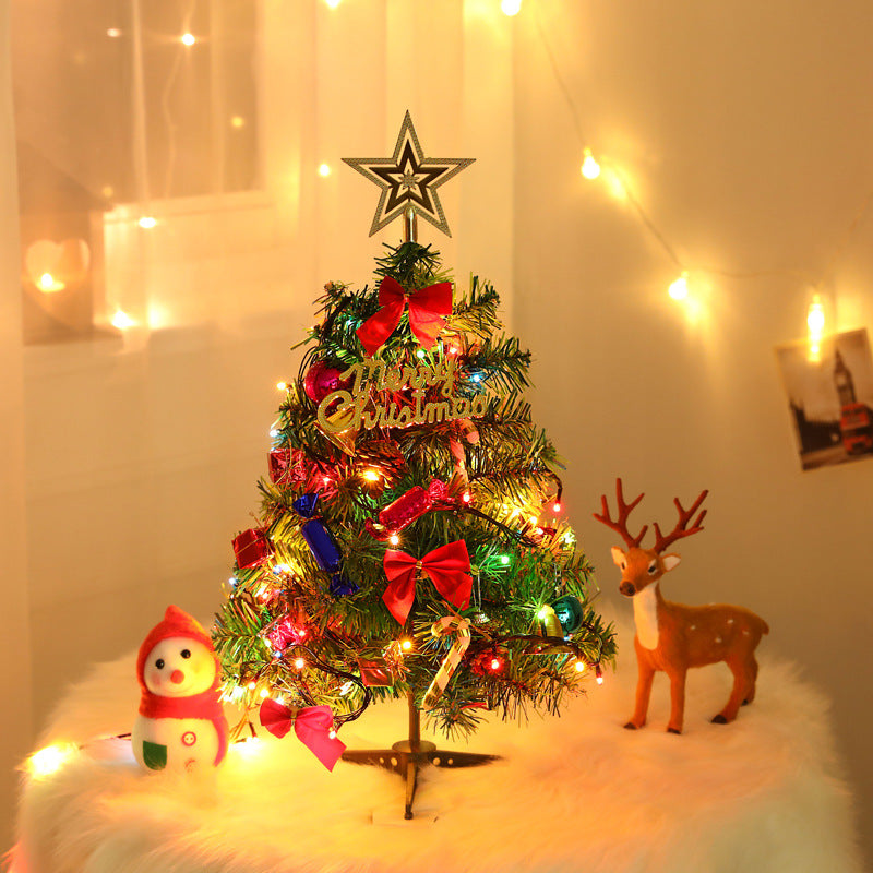 Christmas Mini Tree with Lights Small Accessories Bow Bells Pine