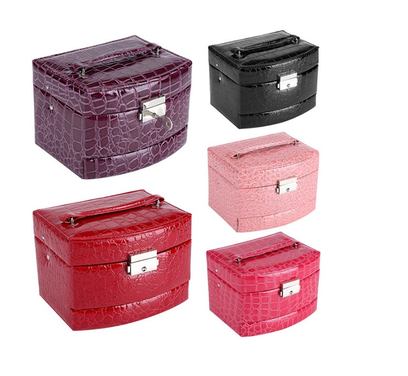 3-Layer PU Leather Jewelry Box - Makeup & Jewelry Organizer Case