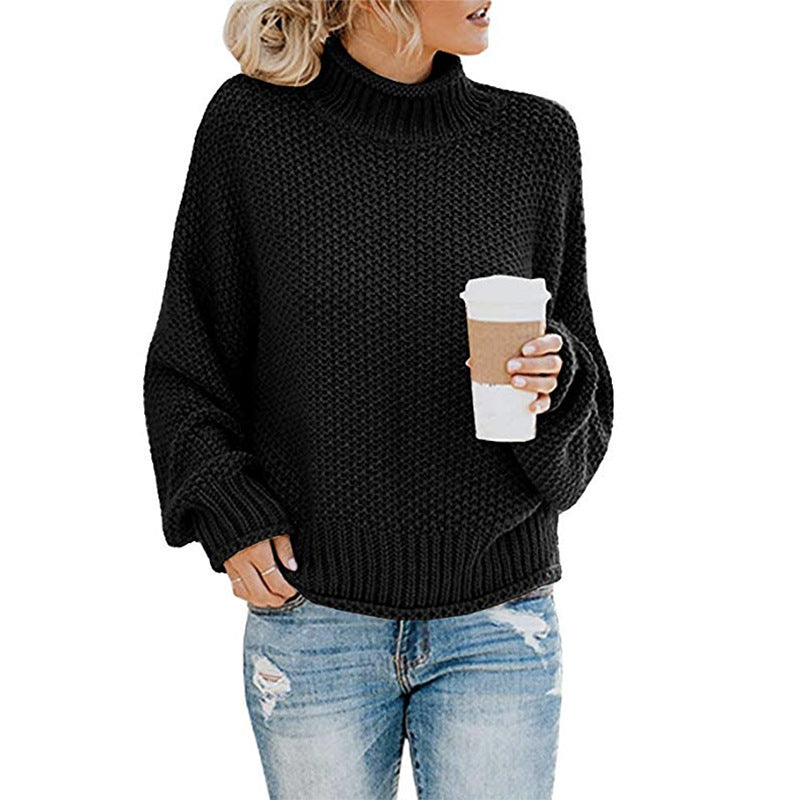 Solid Turtleneck Pullover Sweater Winter Fashion Casual Knitted