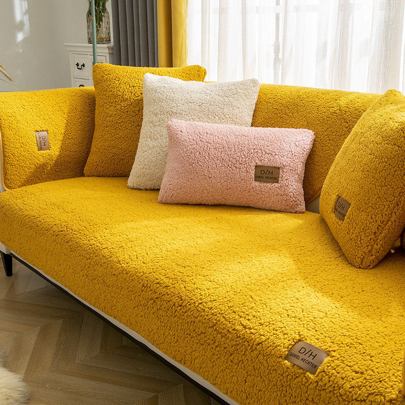 Modern Solid Color Winter Lambswool Sofa Cushion