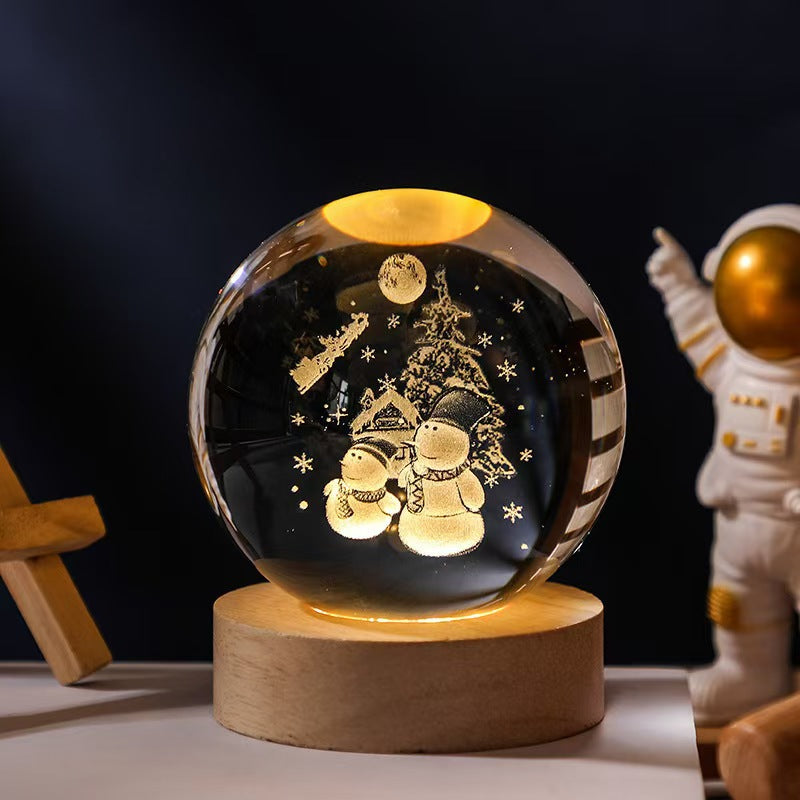 Starry Sky Planet Moon Crystal Ball Night Light - Galaxy Decor Lamp