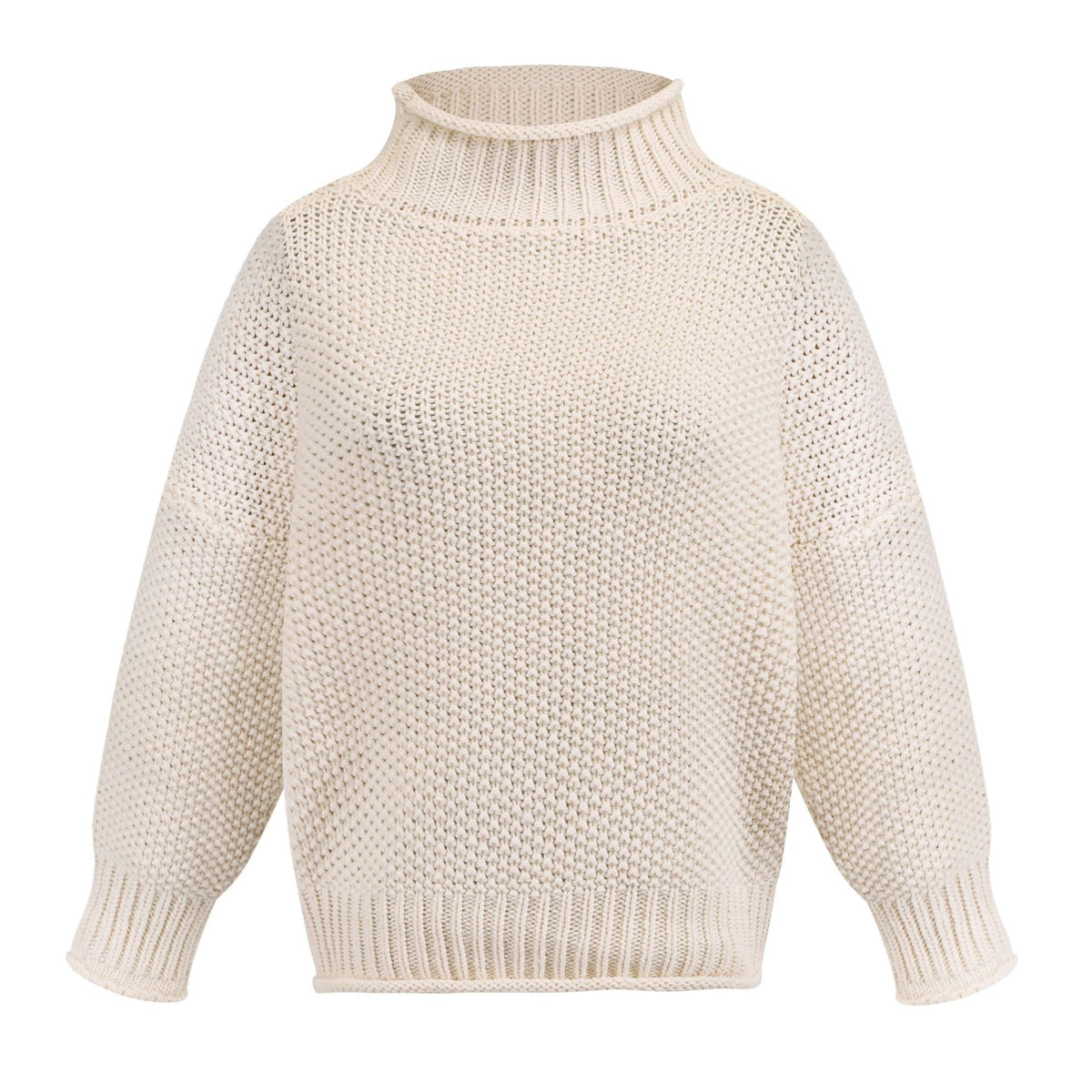 Solid Turtleneck Pullover Sweater Winter Fashion Casual Knitted