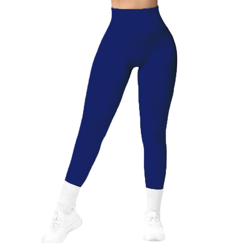 High Waist Seamless Leggings Threaded Knitted Fitness Pants Solid