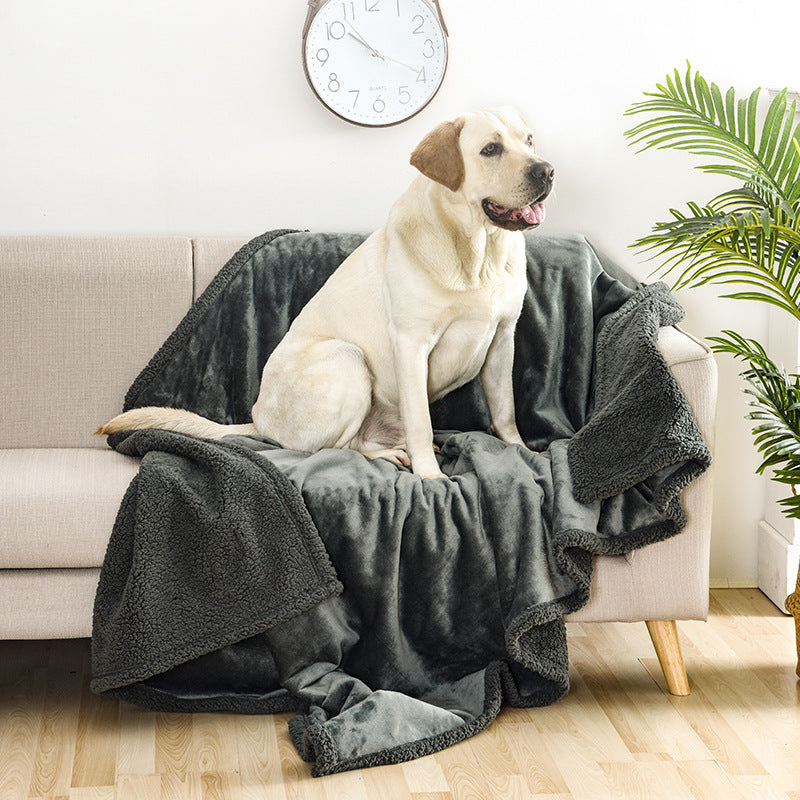 Thick Sherpa Fleece Pet Blanket - Waterproof Dog Blanket for Bed, Sofa & Car