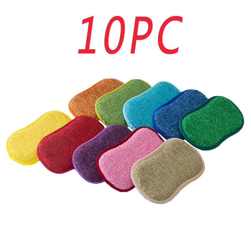 Double-sided Kitchen Cleaning Magic Sponge Microfiber Non-stick Parts