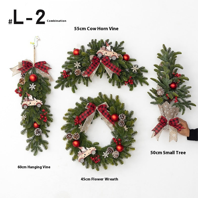 Christmas Decoration Upside Down Tree Horn Rattan Wreath | Xmas Holiday Decor