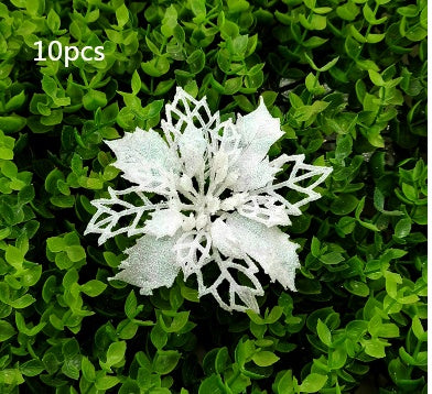 Christmas Glitter Artifical Flowers Tree Decorations for Home Fake