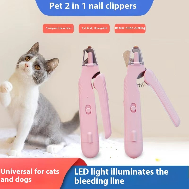 2-in-1 LED Pet Nail Clipper & Grinder - Safe Dog and Cat Nail Trimmer