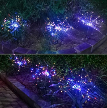 Christmas Ground Plug Solar Fireworks Light LED String Copper Wire