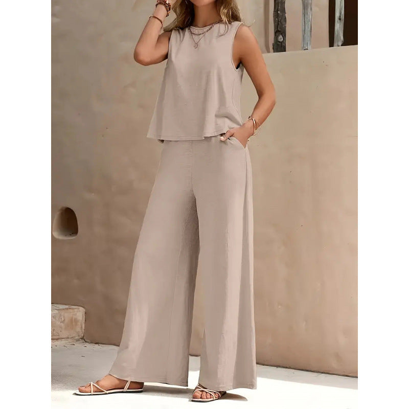 Solid Color Casual Loose Pants Sets for Women Elegant Spring Summer