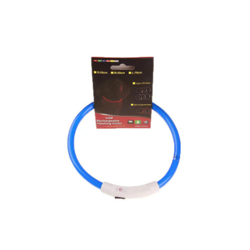 USB Rechargeable Light-Up Dog Collar - Glowing Fibre Optic Safety Necklace (Cut to Fit)